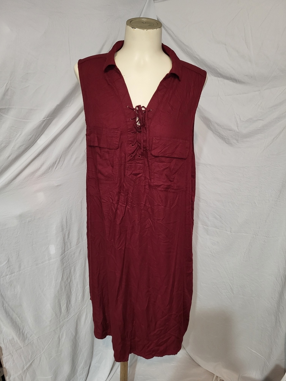 SO Women's Sleeveless Dress in Wine Red, Size XL